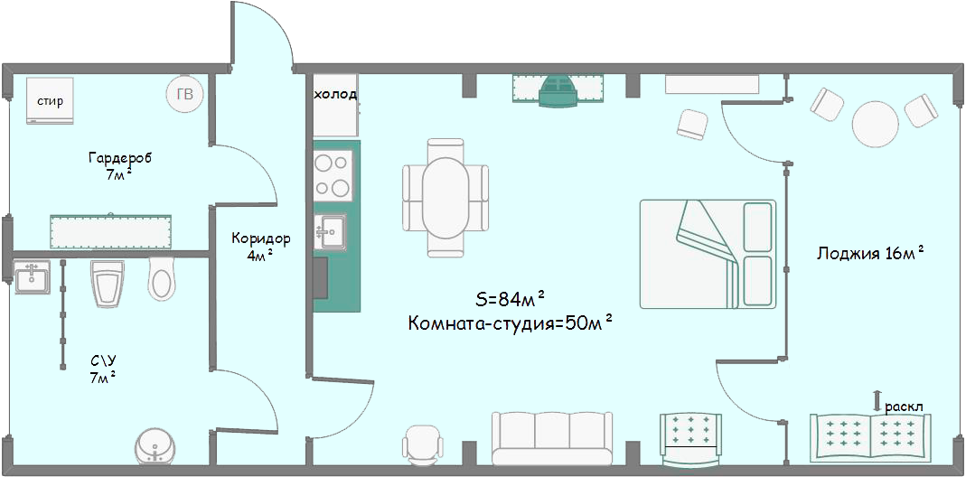План-схема апартаментов в стиле «Рим»